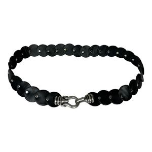 BB Simon Black Leather Belt XL Disc Grommet Stud Biker Moto Edgy Grunge